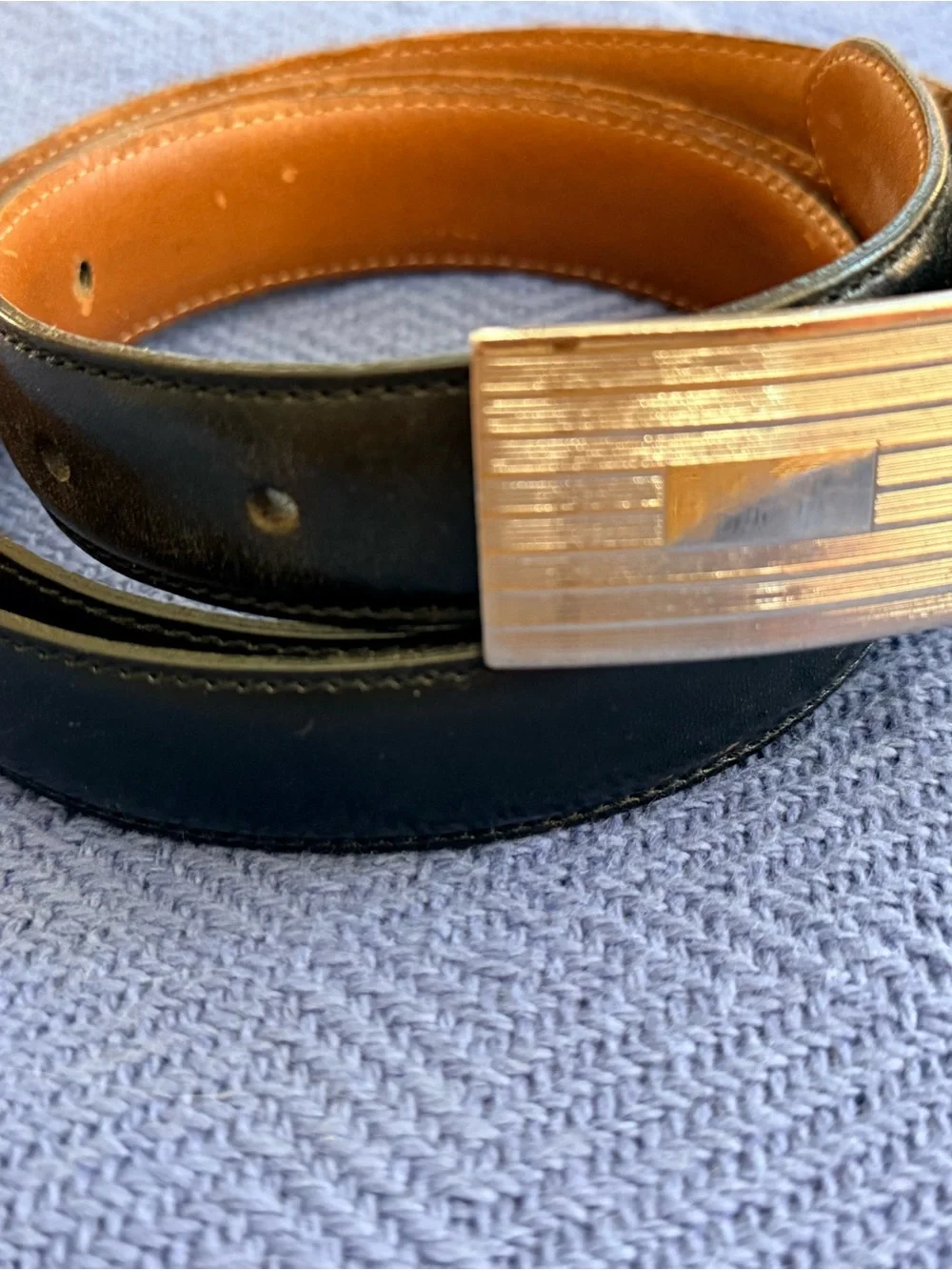 Ralph Lauren Classic Black Leather Men's  Belt with Silver Buckle sz 36